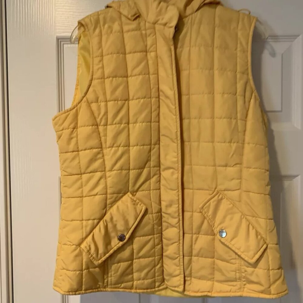 JONES NEW YORK Women's Signature Quilted Yellow Full Zip Snap Front Vest Size M
